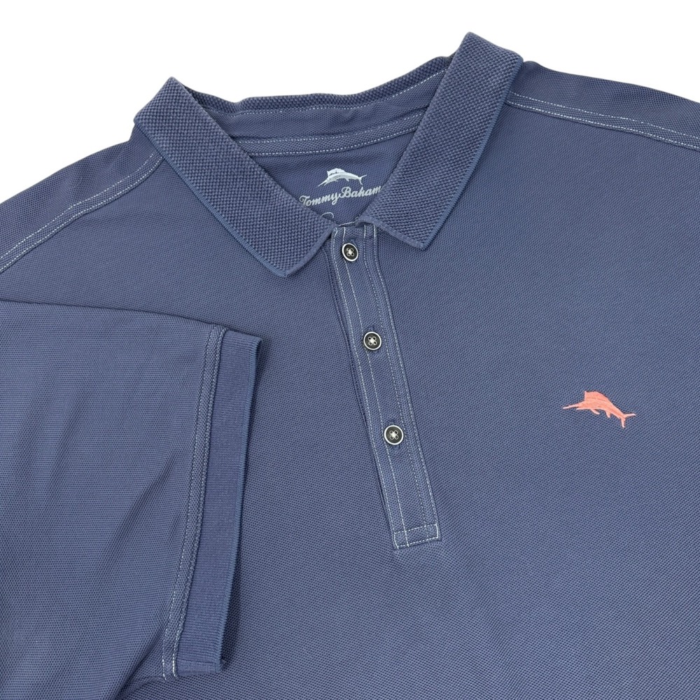 TOMMY BAHAMA Men's Blue Gray Short Sleeve Emfielder Polo Shirt Supima Cotton 3XB